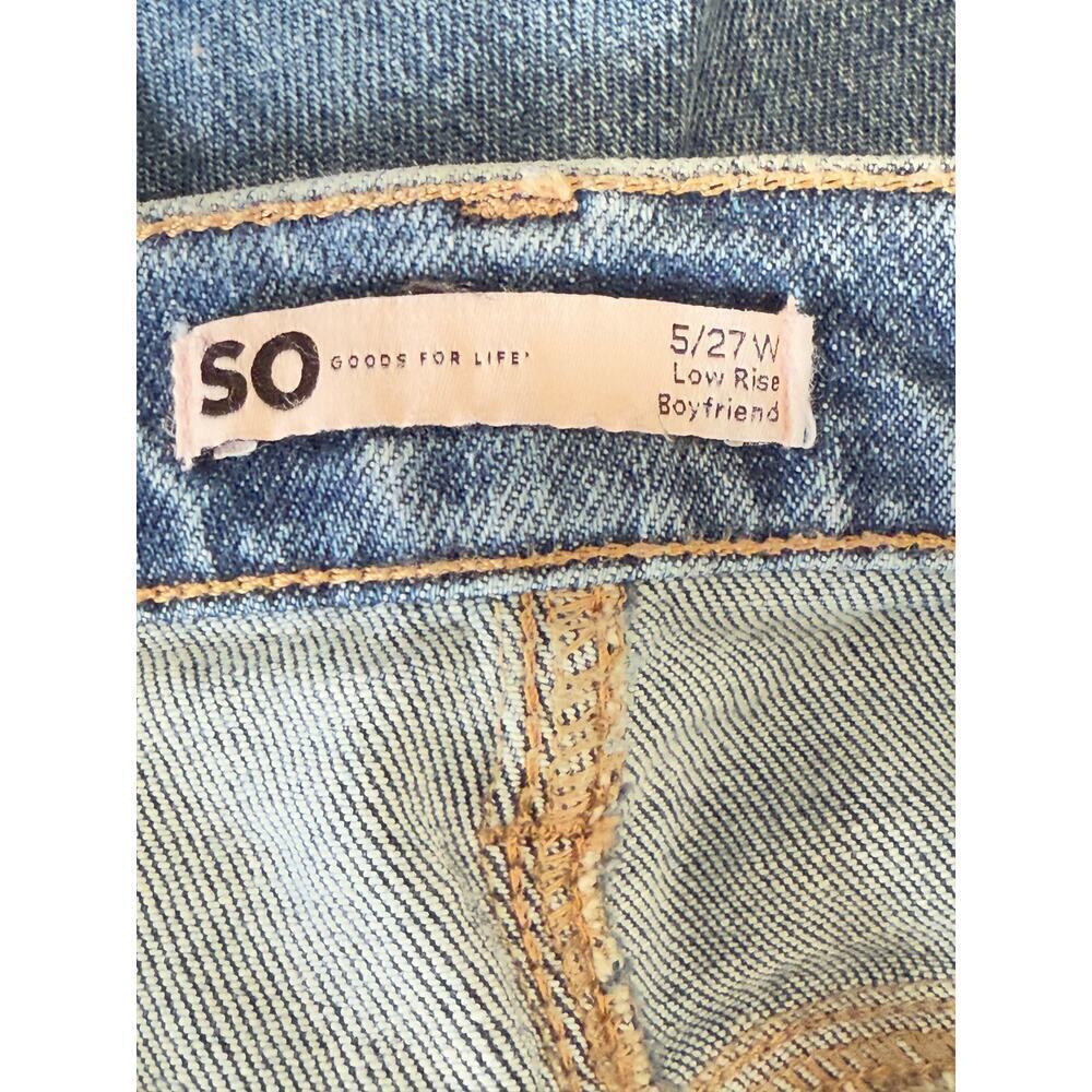 NWT SO Juniors Distressed Low Rise Boyfriend Denim Blue Jeans Size 5/27 - Picture 7 of 8